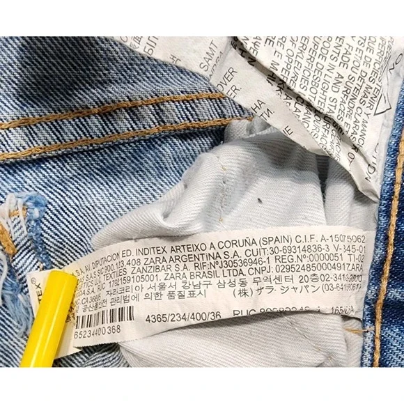 Zara WOMENS SIZE 4 High Rise Straight Leg Jean Raw Hem Mid Wash - Picture 13 of 14
